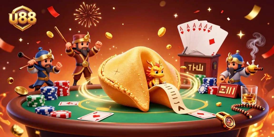 Experience immersive gameplay at u88 with lively casino elements, poker tables, and dynamic characters.