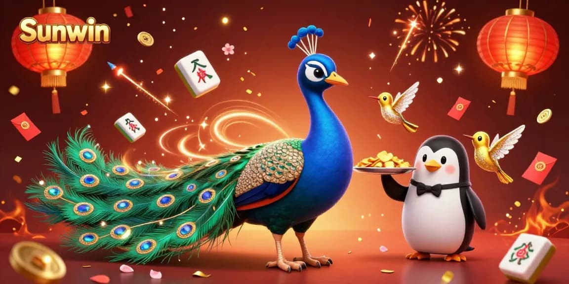Engage with Sunwin's captivating casino experience featuring vibrant 3D characters and festive elements.