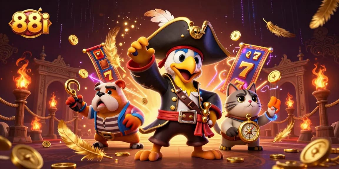 Experience exhilarating gaming actions at 88i with stunning visuals and engaging characters in this dynamic casino illustration.