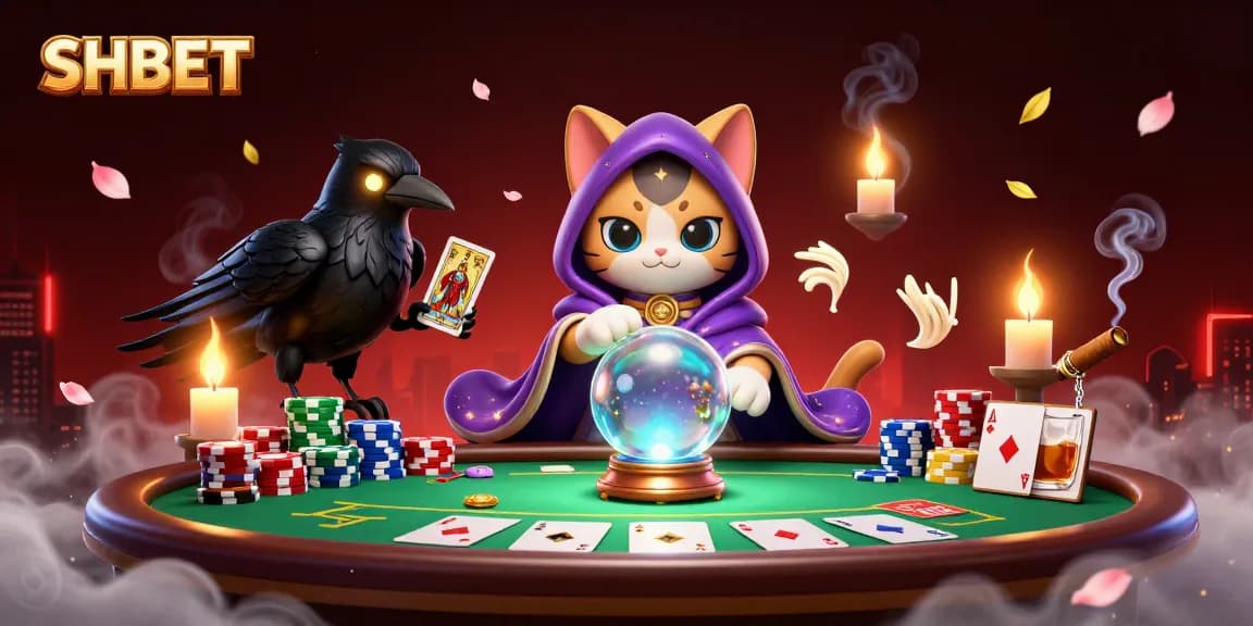 SHBET brings thrilling casino action with vibrant characters at a lively poker table.