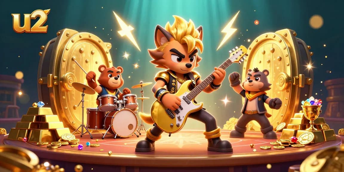 Engage in thrilling u2 casino action with magnificent golden treasures and lively characters.