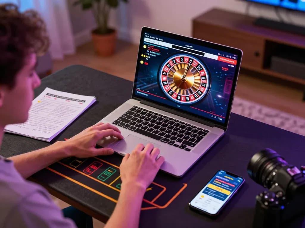Person using ytr88 online casino app while playing live roulette for strategic gameplay.