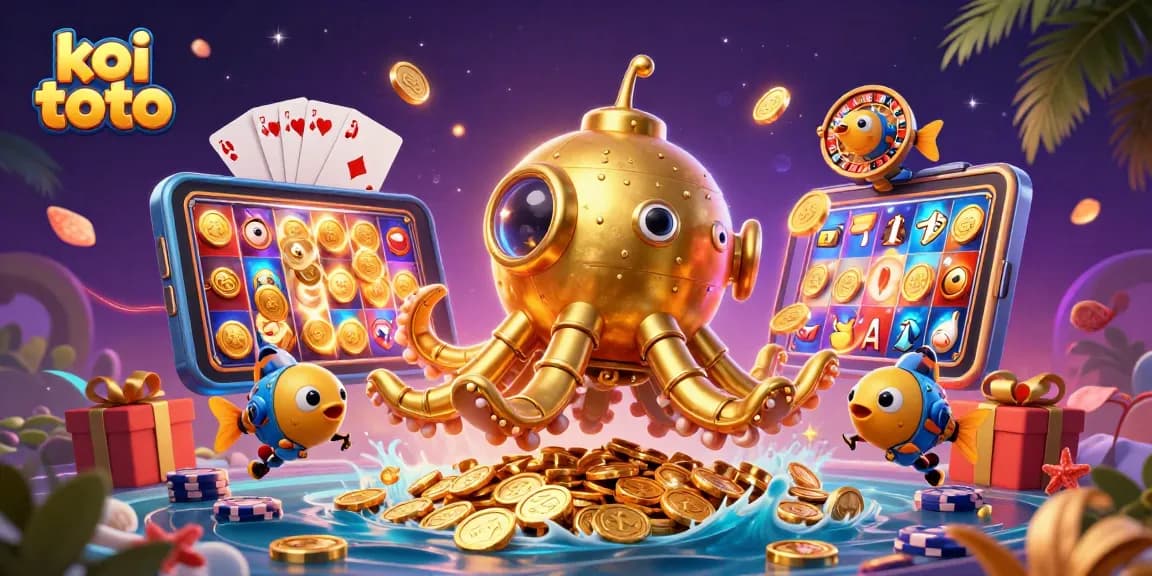 Koi Toto reveals stunning slot games with treasure-filled scenes of golden kraken submarine and mechanical fish.