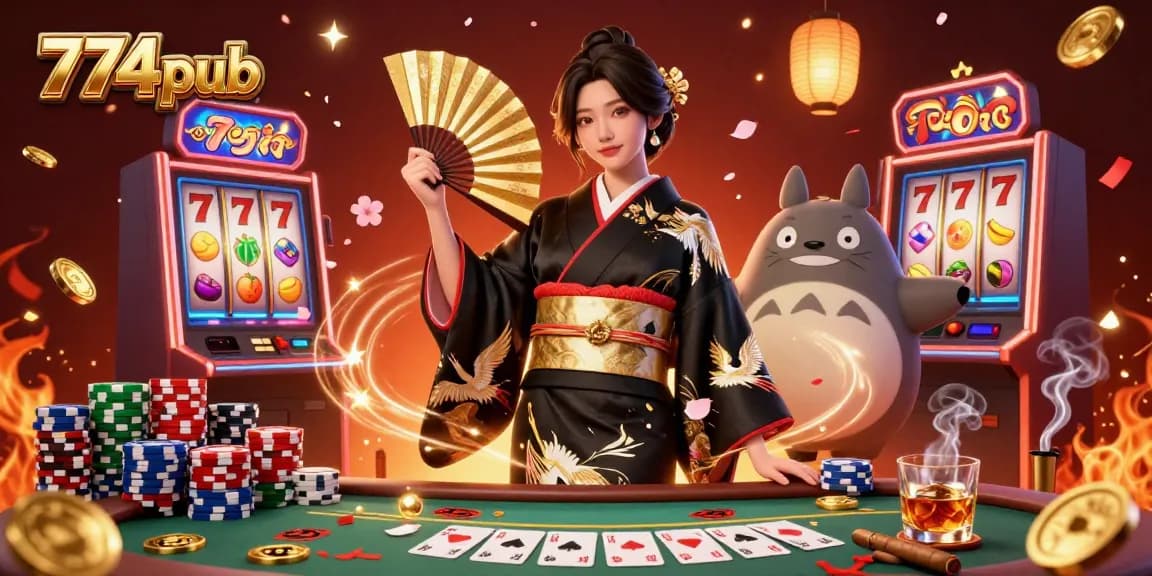 Experience high-stakes excitement at 774pub with a captivating scene from a vibrant casino embodying luck and fun.