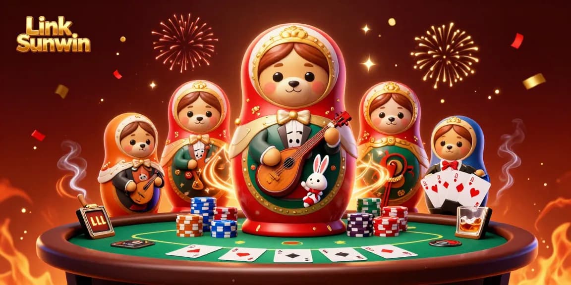 Experience high-stakes action with Link Sunwin in this vibrant casino illustration.