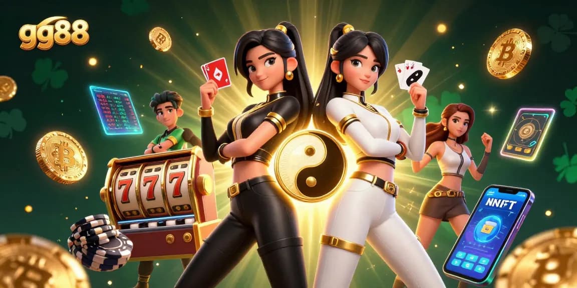 Engage in thrilling gaming at gg88 with stunning twin Asian women showcasing casino excitement.
