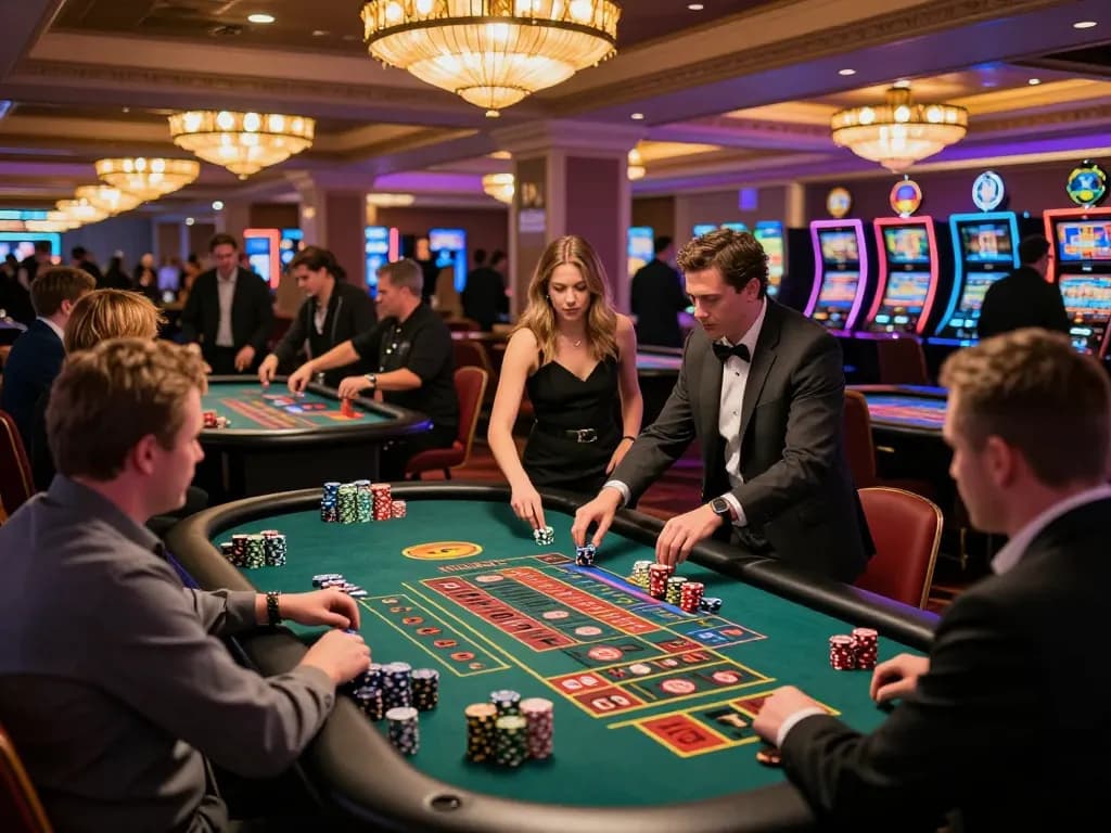 Players eagerly placing bets at roulette tables while enjoying the thrilling casino experience at HM88.