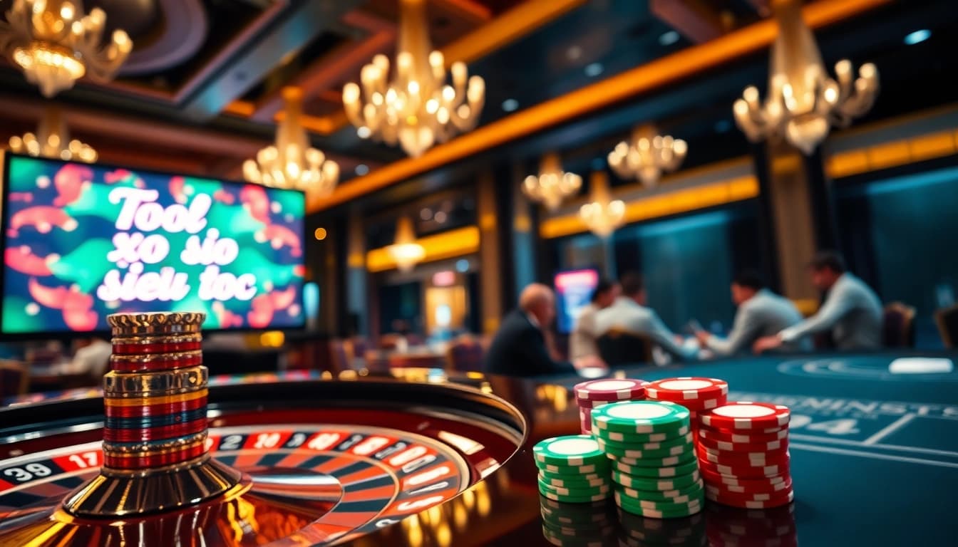 Engage with Tool xo so sieu toc on a vibrant casino table filled with poker chips and betting slips.