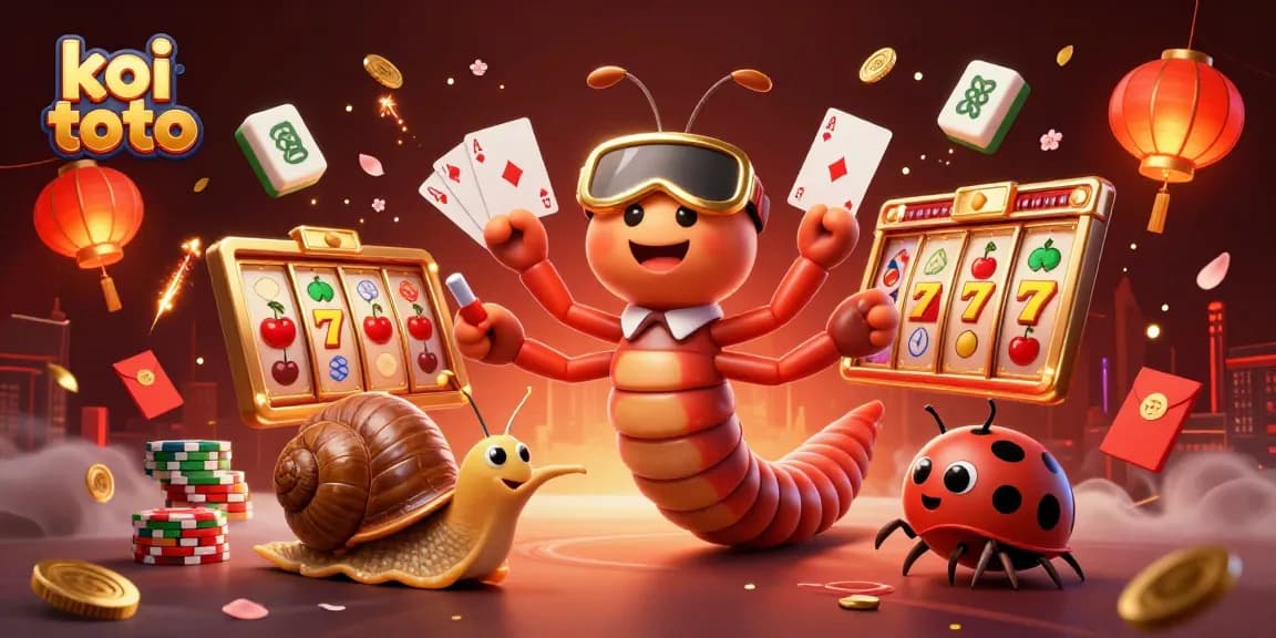 Engage in exhilarating gameplay at koi toto with a vibrant 3D casino scene depicting slots and playful characters.