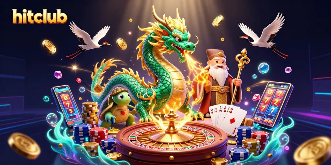 Engage with hitclub's thrilling casino adventure featuring a jade dragon and vibrant game elements.