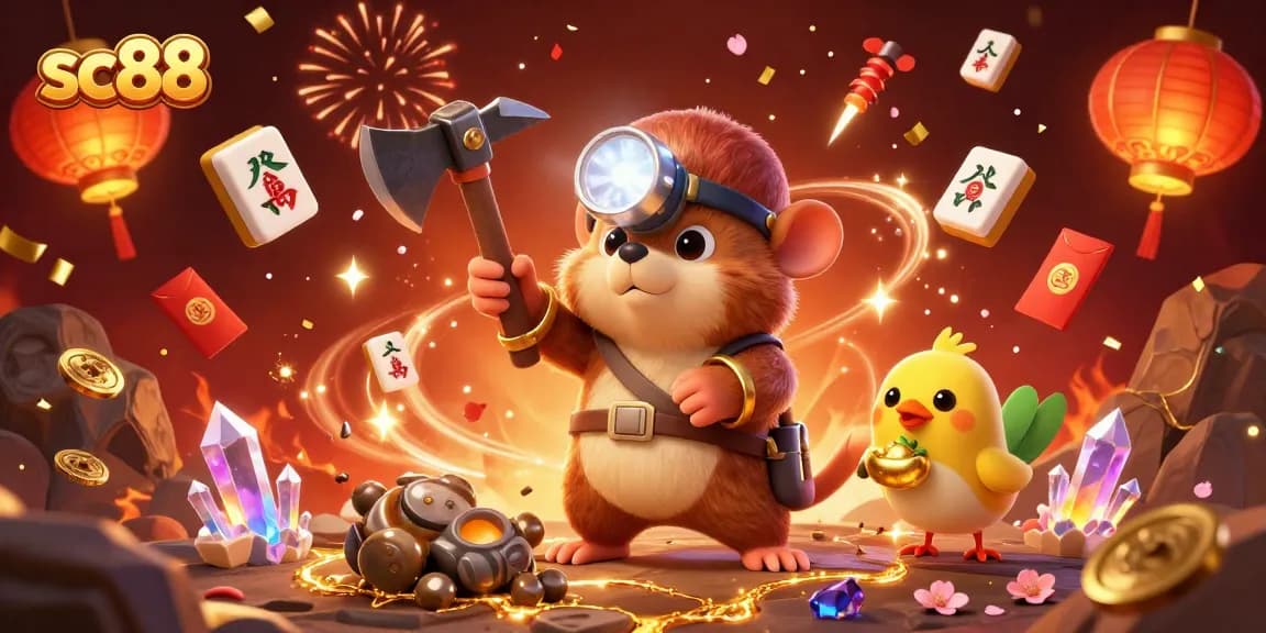 Engage with exciting sc88 casino experiences as our treasure hunter explores a vibrant treasure cave.