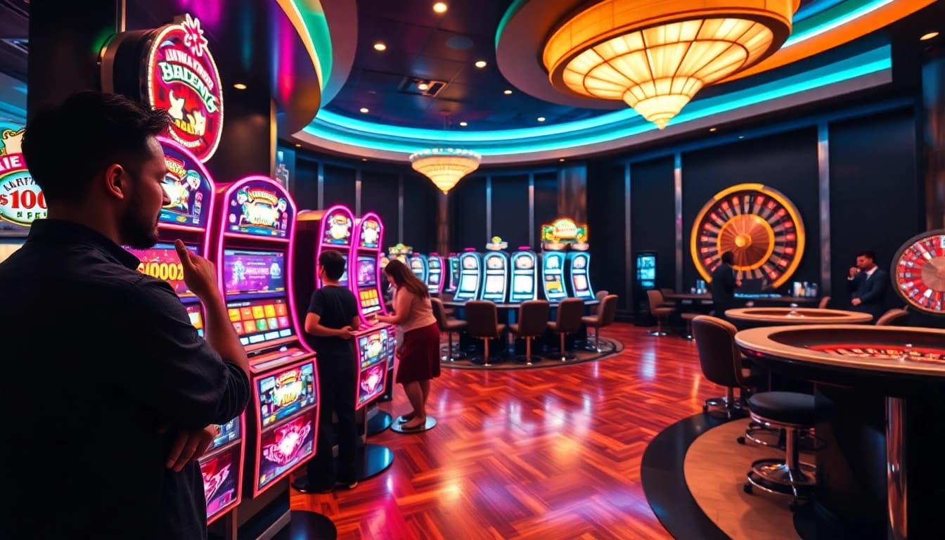 Engaging players at a vibrant casino showcasing situs bonus new member opportunities with exciting slots.