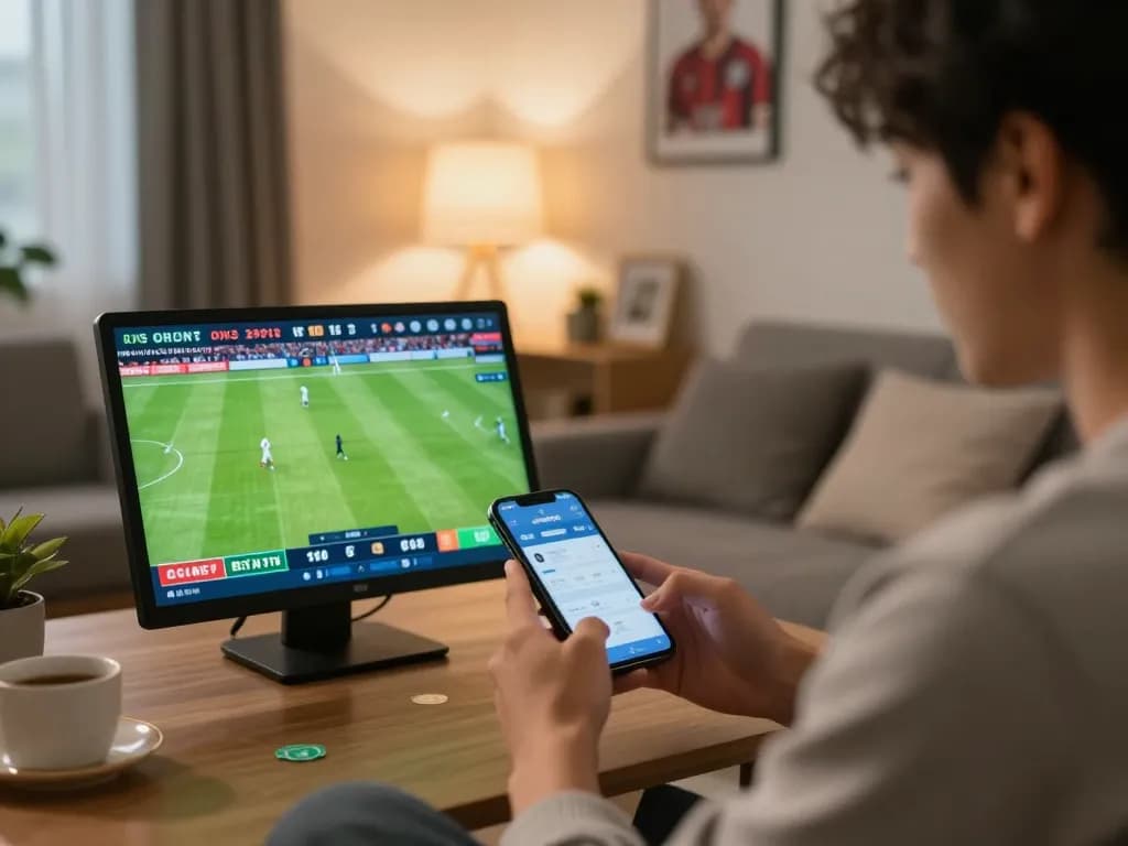 Using 88aa trang chủ for online sports betting in a cozy living room setting