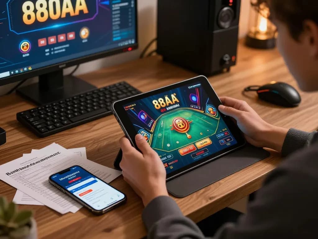 Engaging in 88aa đăng nhập with a mobile device in a cozy home setting.