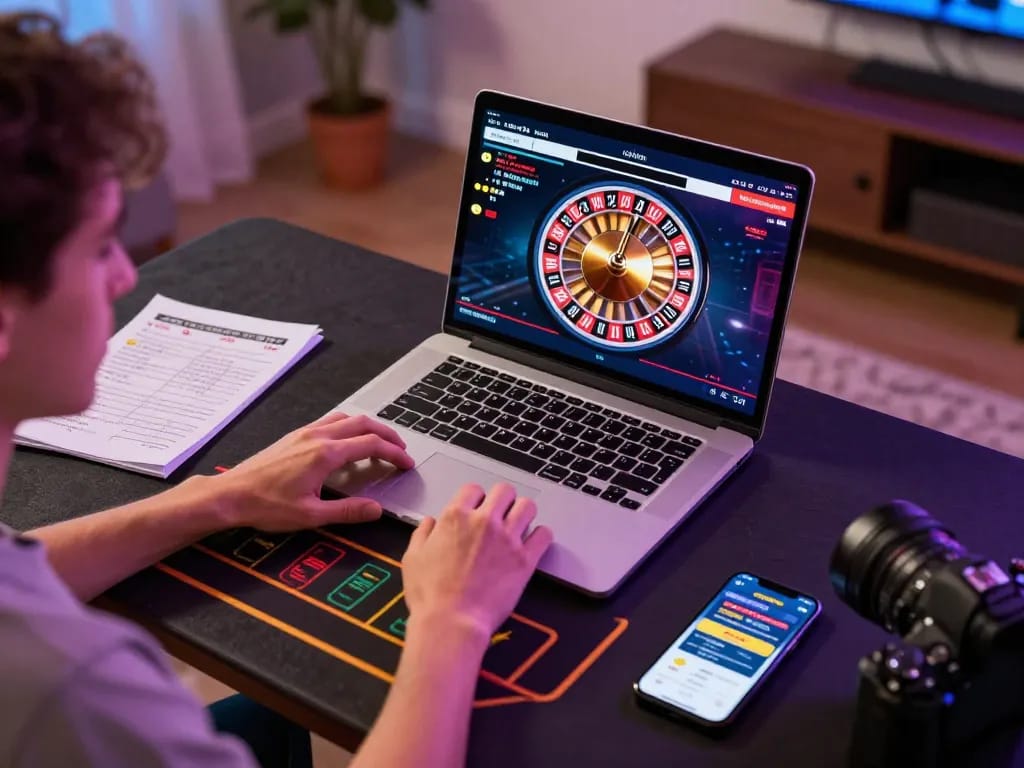 Person using ytr88 online casino app while playing live roulette for strategic gameplay.