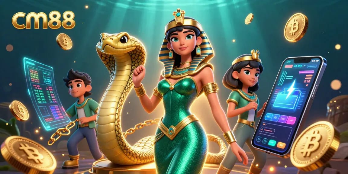 Spin and win with cm88's captivating casino scene featuring crypto coins and thrilling game elements