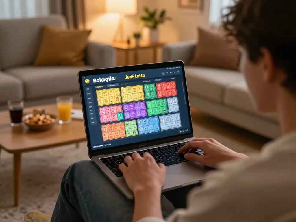 Engaging in Bolagila Judi Lotto gameplay online from the comfort of home with visible selections and friendly atmosphere.