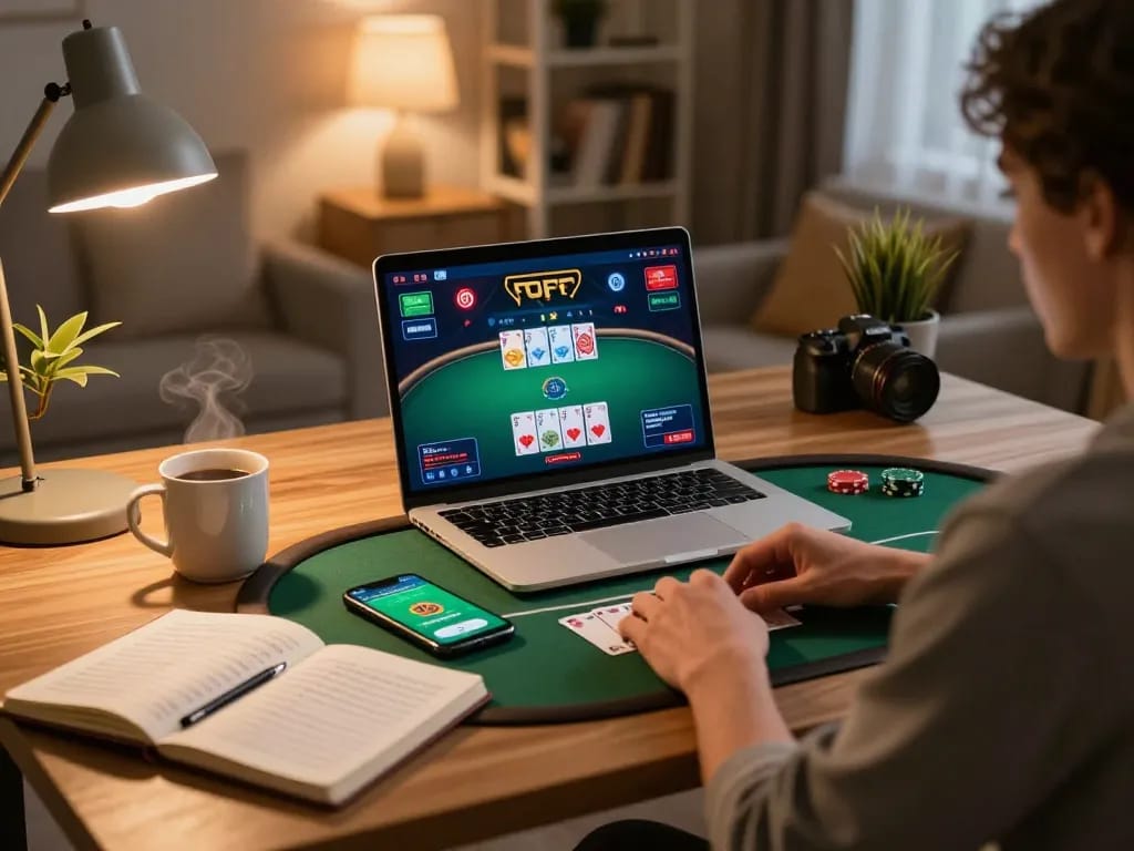 Engaging in online poker at home with kp88's intuitive gaming platform for strategic play.