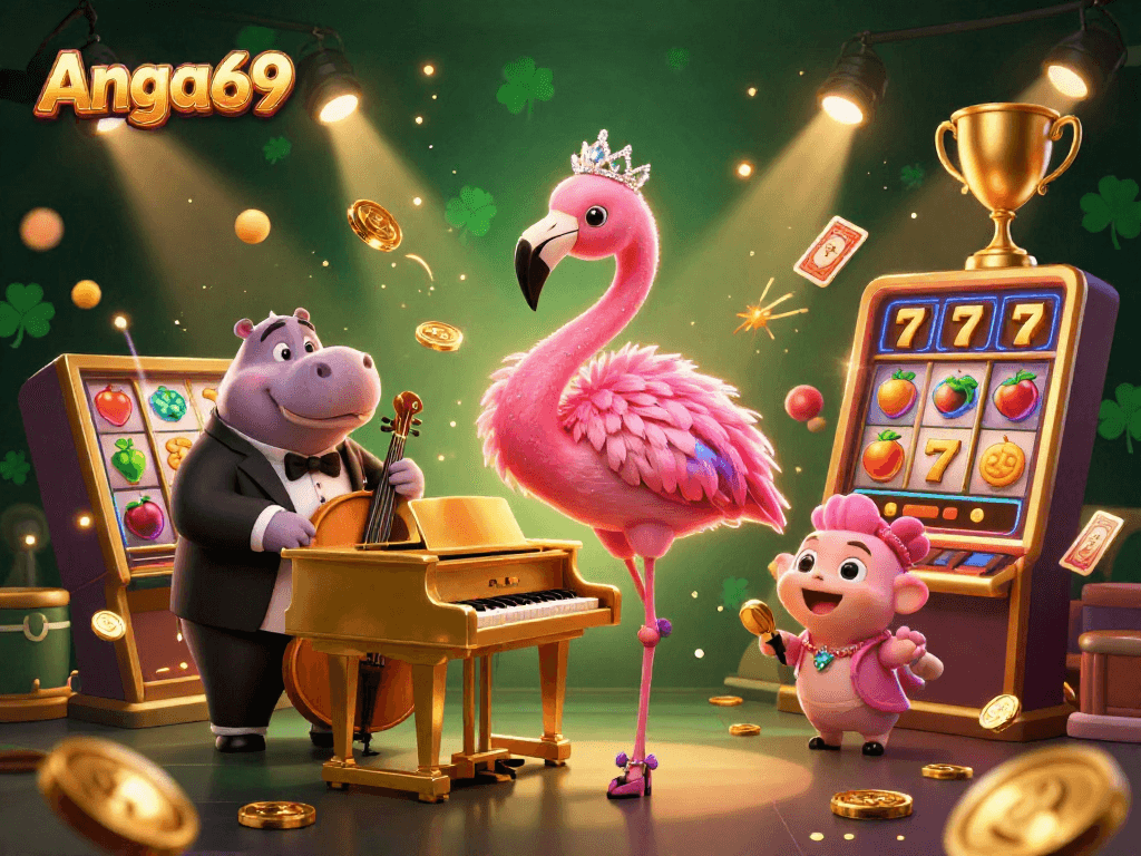 Experience Angka69's vibrant slot games with enchanting characters and rich casino elements.
