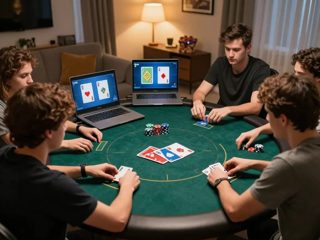 cm88 online poker game with players raising chips and engaging in strategic gameplay from home