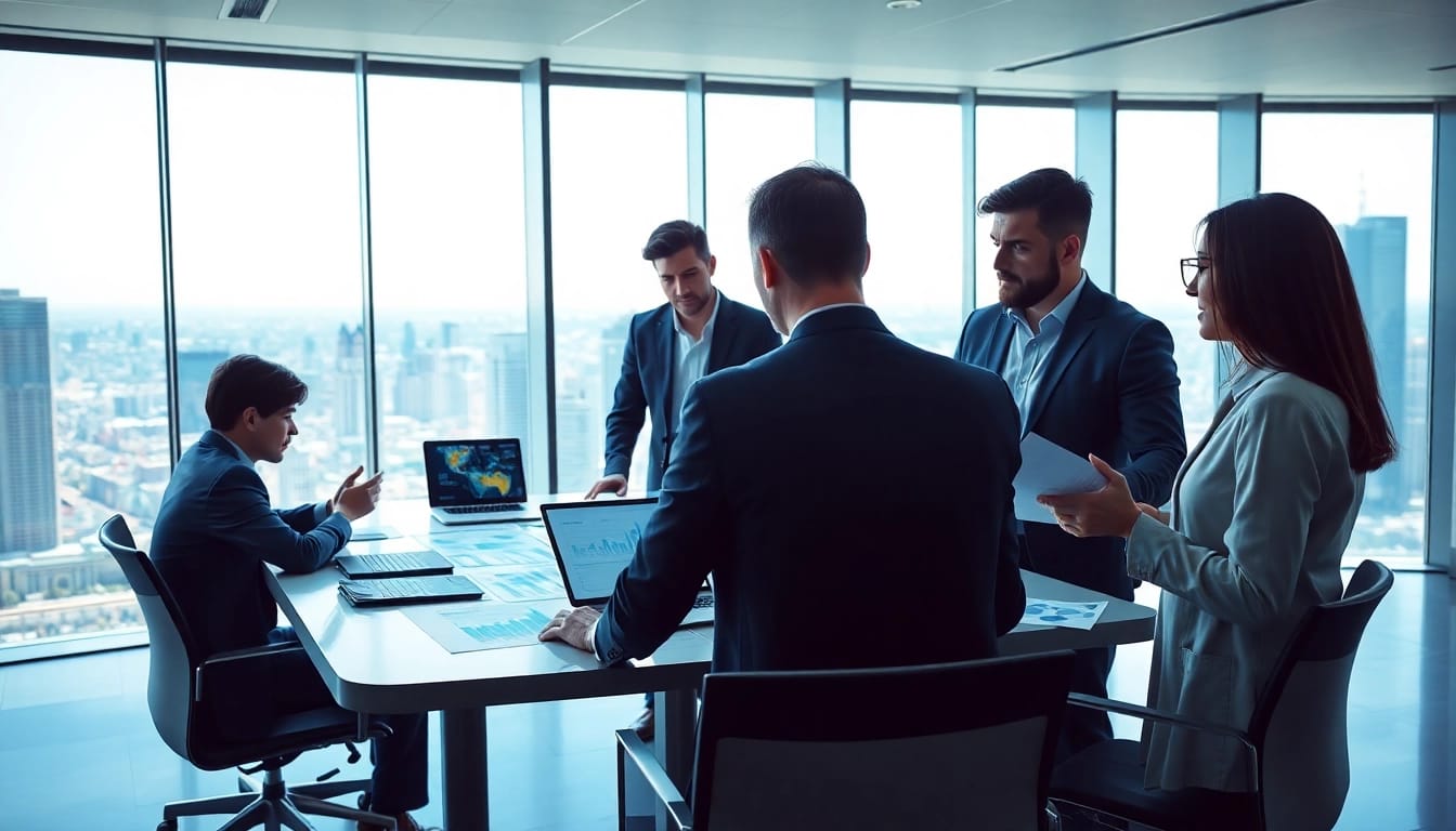 Engaged team analyzing supply chain insights data in a modern office setting.