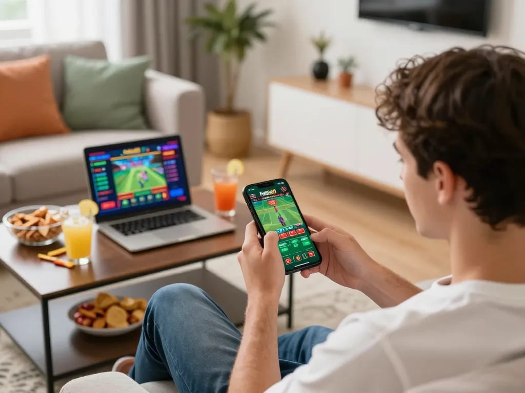 Hello88 app gameplay showcasing a vibrant online betting session with a player on phone.