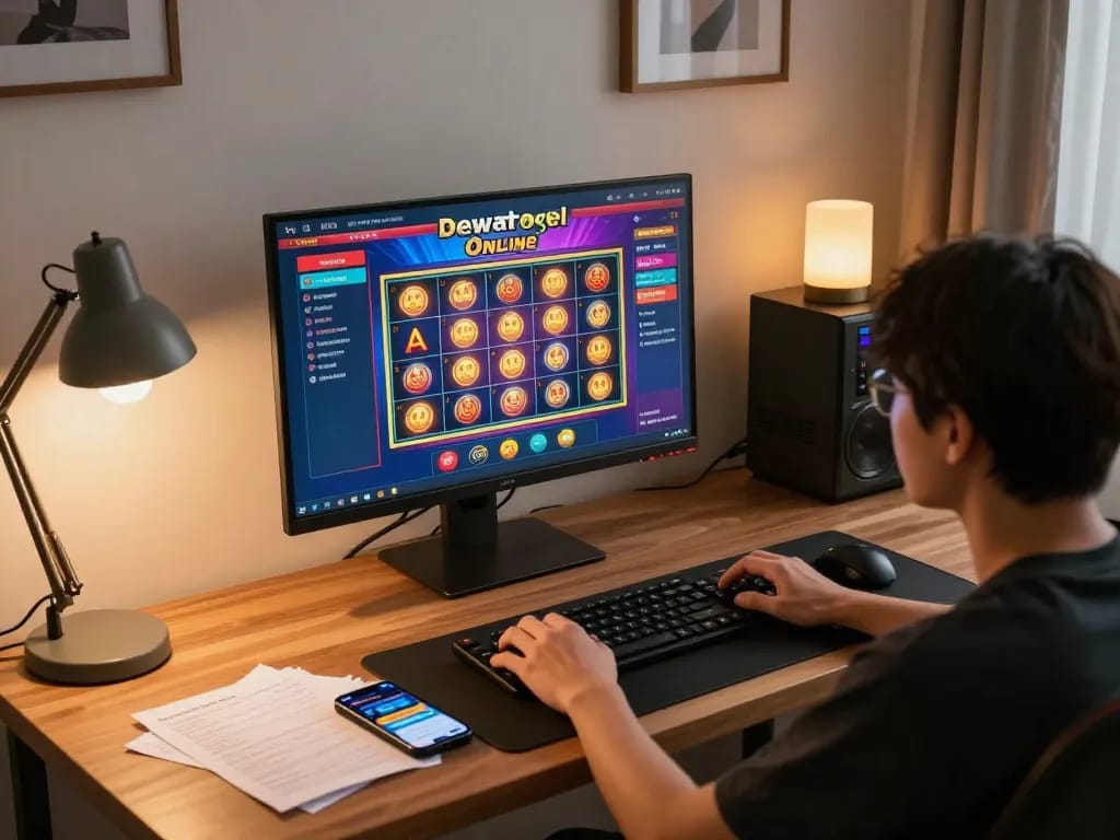 Dewatogel Online user enjoying an immersive gaming experience on a modern setup, blending strategy with entertainment.