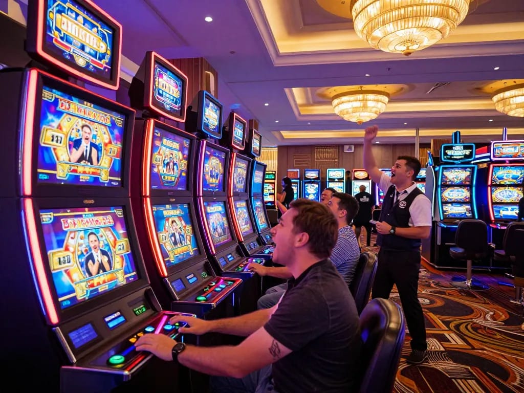 Engaging with kdslots at the vibrant slot machine area full of excitement and dynamic displays