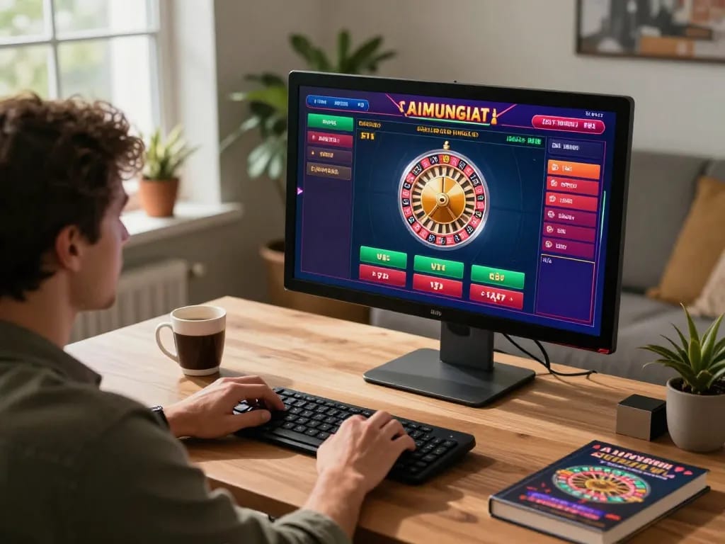 Experience excitement on taixiusunwin.art with a player engaged in online roulette betting from home.