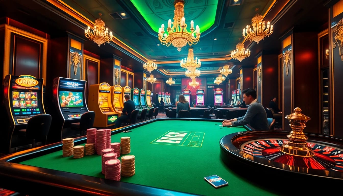 Daga showcases players immersed in strategic poker gameplay at a luxurious casino table.
