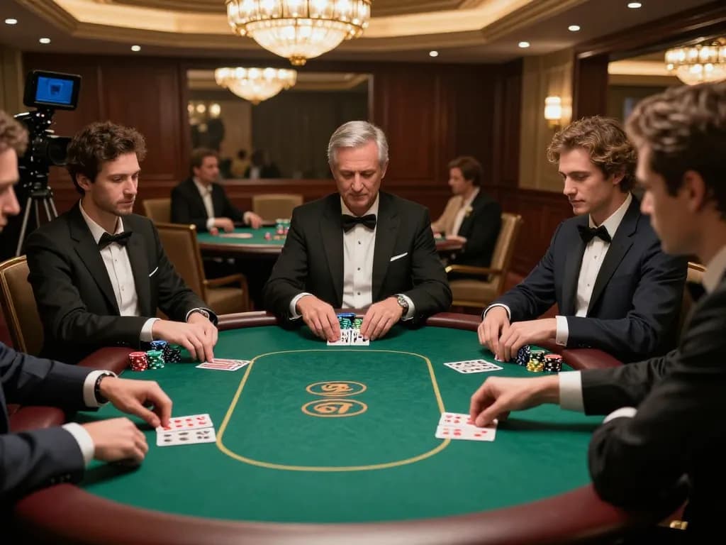 Experience the excitement of octaslot gameplay at a luxury poker table in a high-end casino.