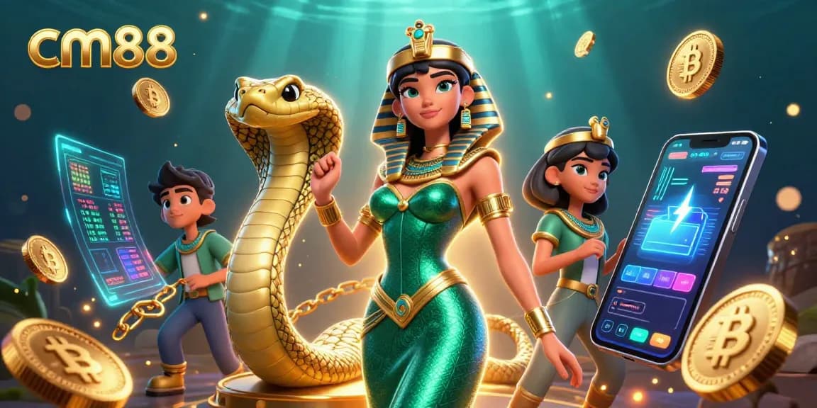 Spin and win with cm88's captivating casino scene featuring crypto coins and thrilling game elements