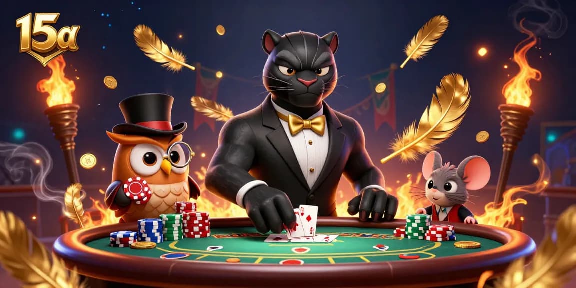 Jogue poker enquanto o 15a traz uma experiência divertida com cartas e fichas de apostas.
