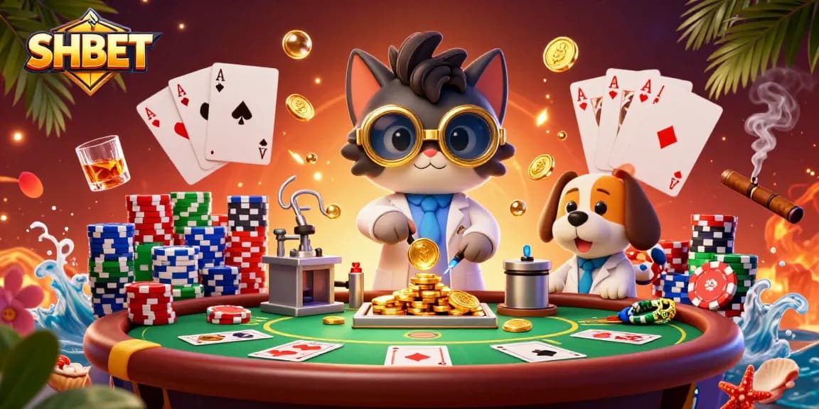 Engage with SHBET at the vibrant casino scene showcasing lively poker action and immersive design.