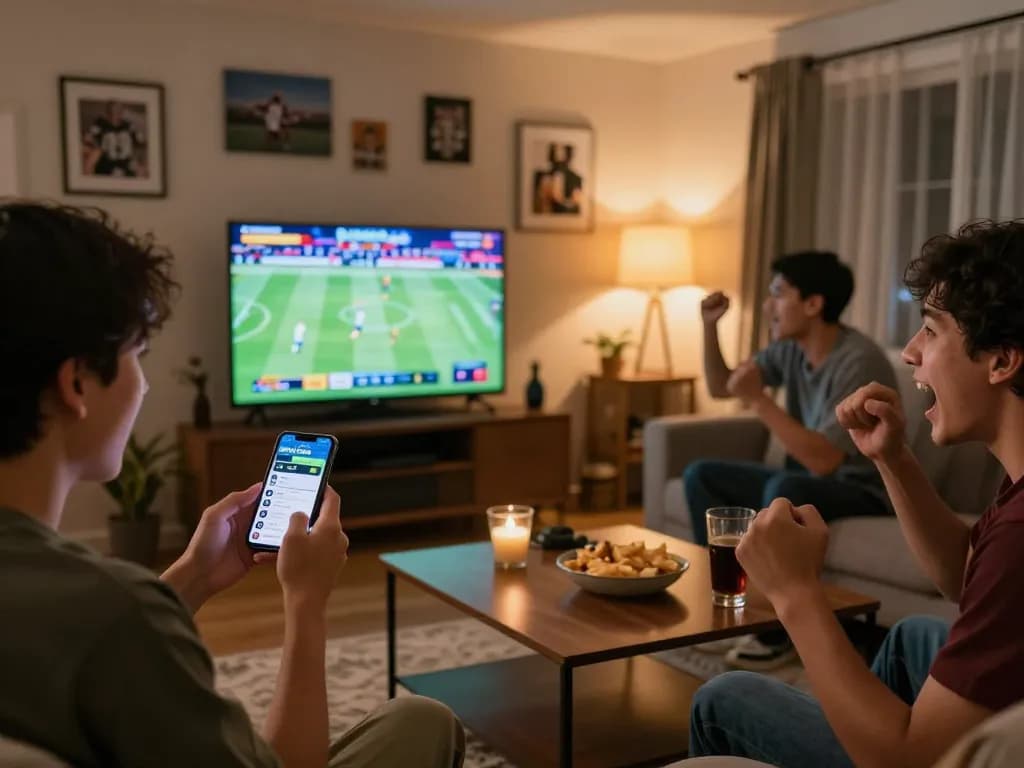 Engaging in thrilling sports betting on SC88 Com app while watching games at home.