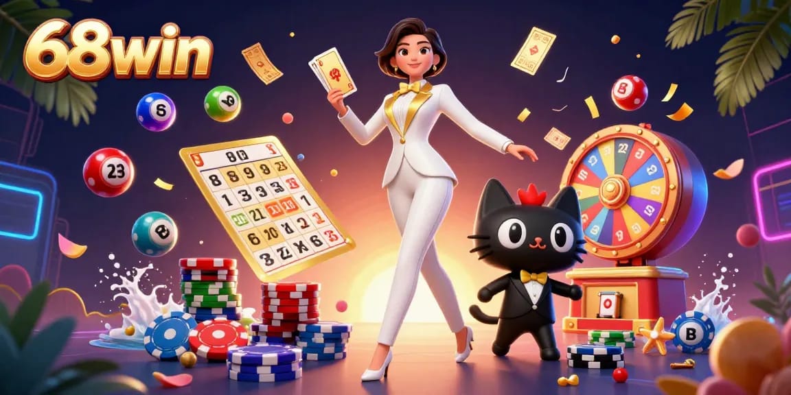 Engage with 68win's thrilling lottery experience through colorful game elements and exciting visuals.