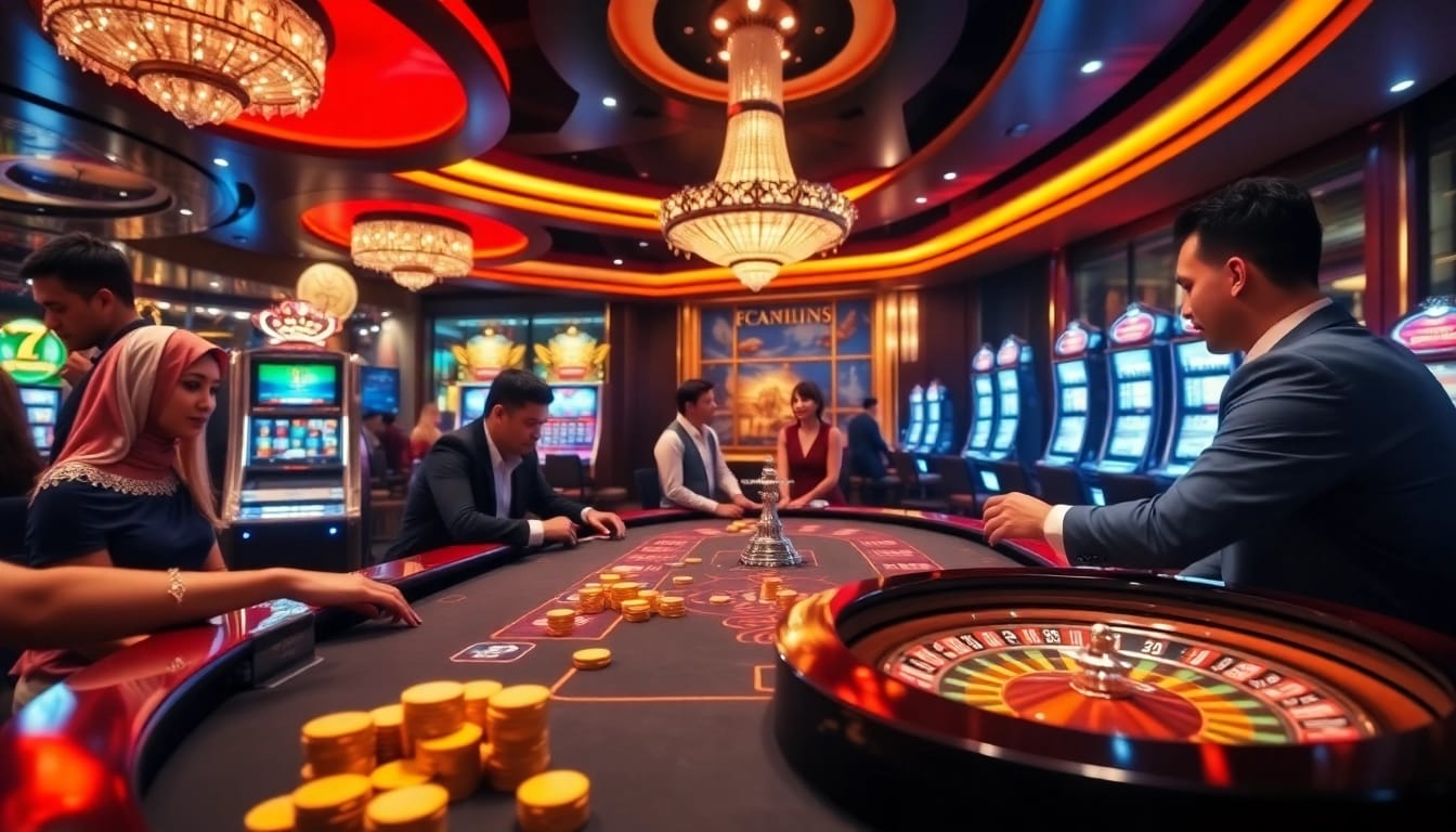 Players enjoying the excitement of J88 casino games at an elegant poker table.