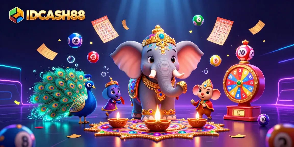 IDCASH88 energizes the casino experience with vibrant lottery balls, festive elements, and dynamic gaming visuals.