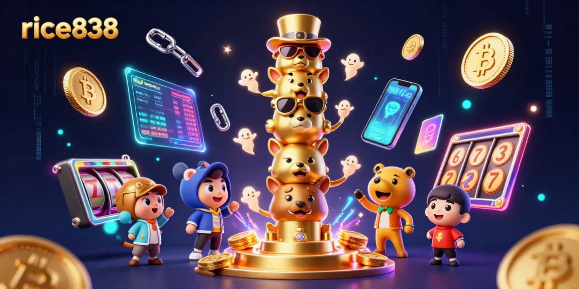 Experience the excitement of rice838 slots and casino games amidst vibrant 3D elements and thrilling visuals.