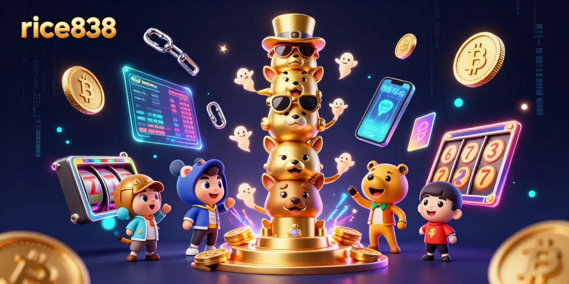 Experience the excitement of rice838 slots and casino games amidst vibrant 3D elements and thrilling visuals.