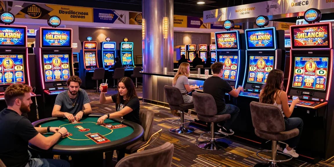 Players enjoying thrilling experiences at credit card casinos, celebrating wins in a vibrant online casino atmosphere.