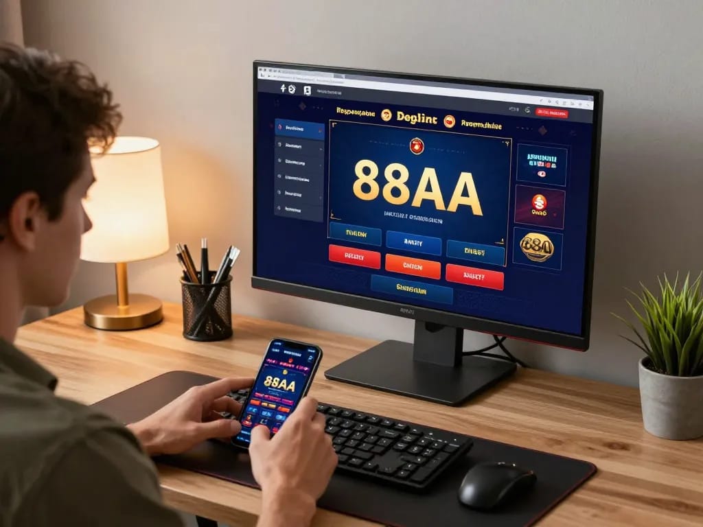Play at 88AA with a focused player engaged in an online casino gaming session.