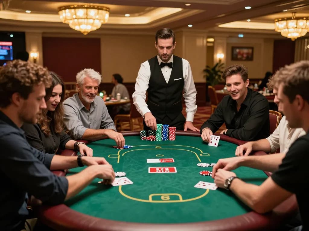 Players engaging in a heated poker game at soc88 casino, highlighting excitement and strategy.