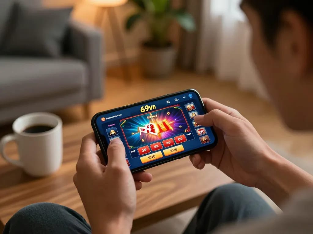 Engaging gameplay experience on the 69vn app, showcasing vibrant casino action on a smartphone.