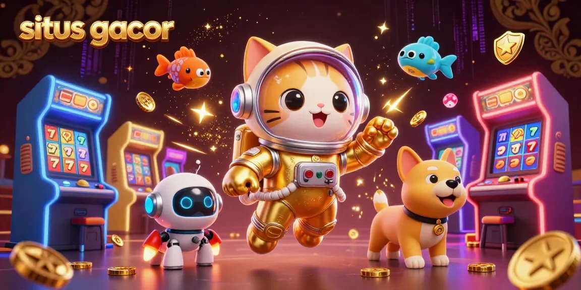 Experience winning thrills with situs gacor in a vibrant 3D casino illustration filled with excitement and game elements.