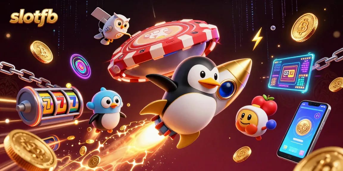 Slotfb menghadirkan permainan slot dengan penguin emas yang terbang di luar angkasa, memicu keberuntungan!