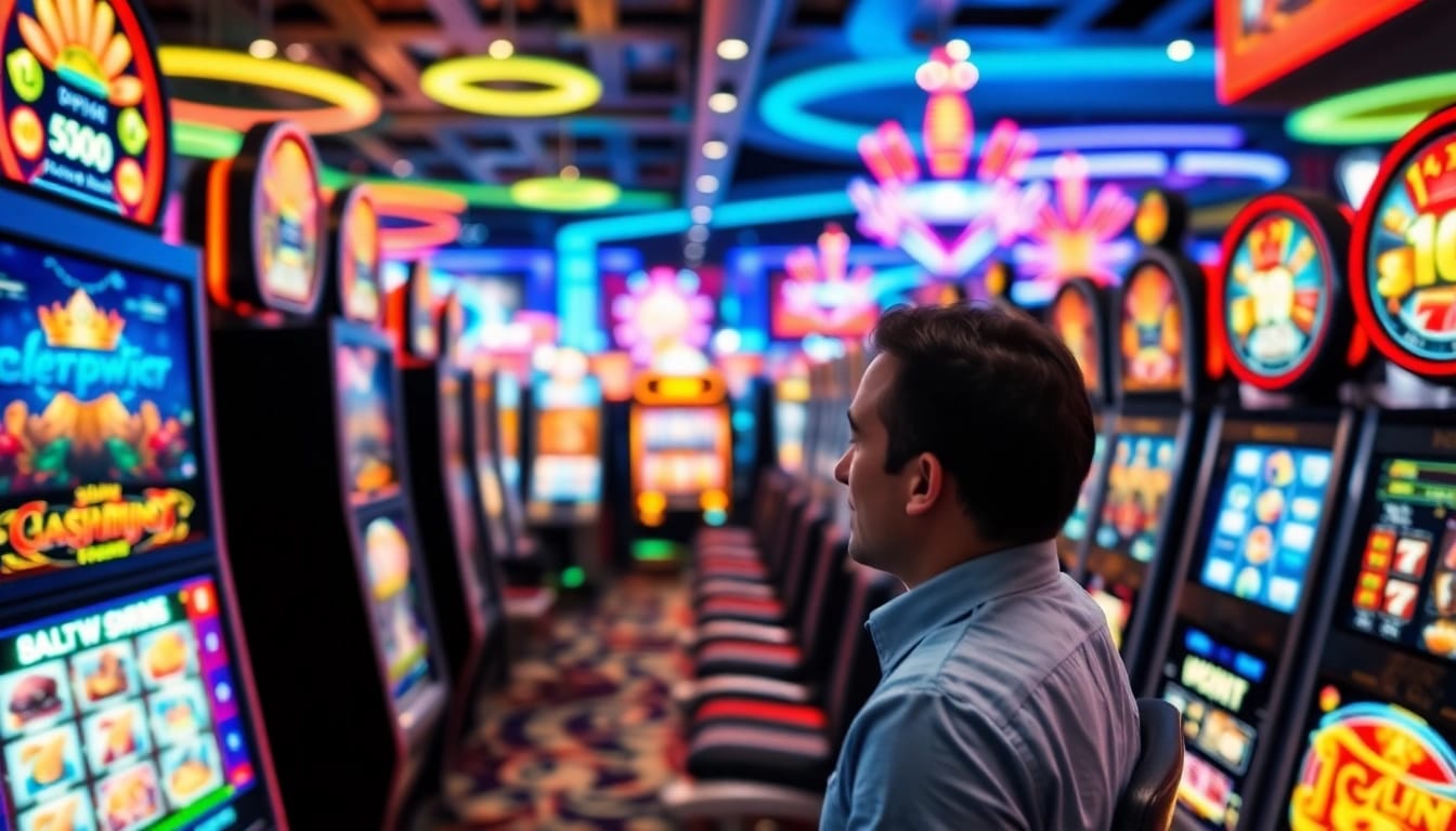 Menang slot online gacor mudah menang dengan suasana kasino yang menggembirakan dan penuh warna.