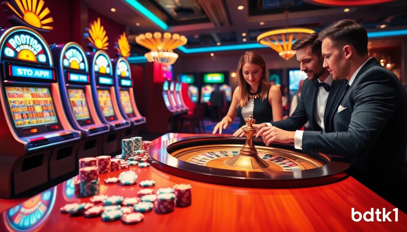Experience the excitement of the bdtk1 app in a luxurious casino setting with vibrant games.