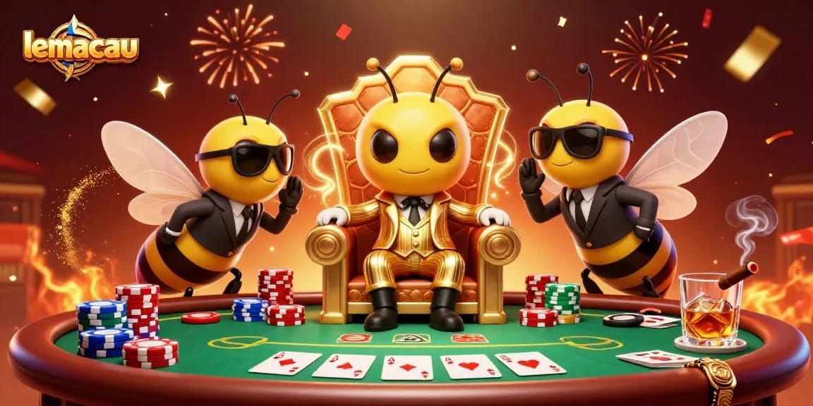 Lemacau animated scene showcasing the bumblebee mob boss and poker elements in action