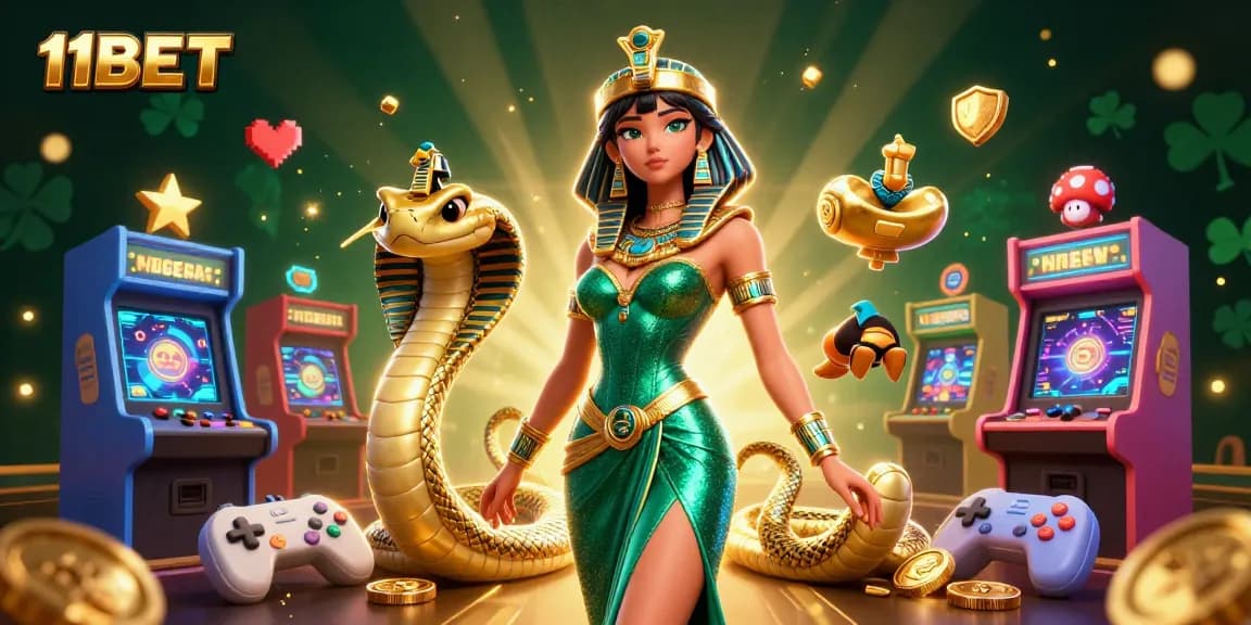 Engage thrilling gameplay and rewards with 11BET in vibrant 3D casino illustration.